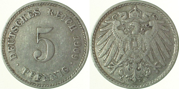 012n09J~3.0 5 Pfennig  1909J ss J 012  