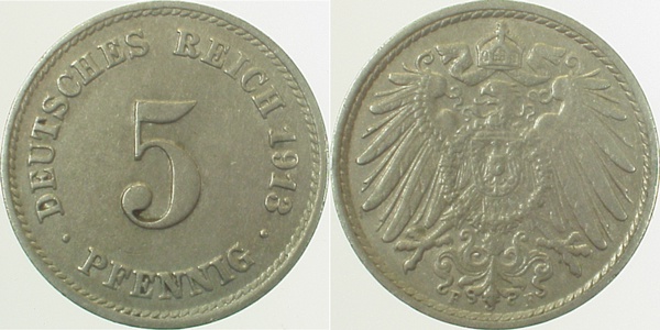 012n13F~1.5 5 Pfennig  1913F vz/stgl. J 012  