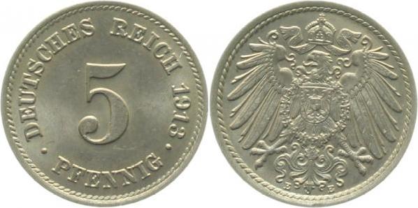012n13E~1.1 5 Pfennig  1913E prfr/stgl!!! J 012  