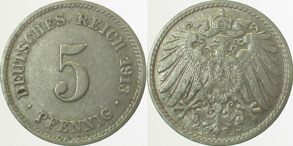 012n13J~2.5 5 Pfennig  1913J ss/vz J 012  