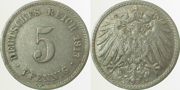 012n13J~2.5 5 Pfennig  1913J ss/vz J 012  