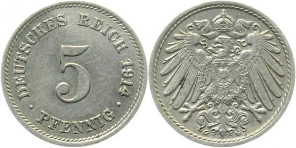 012n14G~2.0 5 Pfennig  1914G vz J 012  