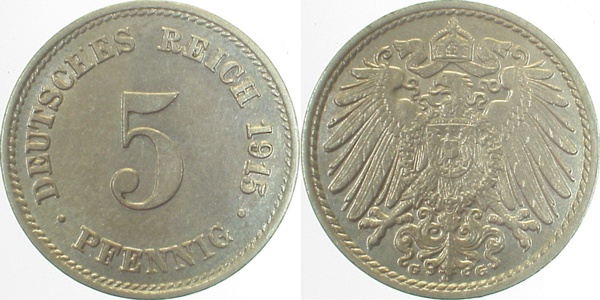 012n15G~1.5a 5 Pfennig  1915G f.prfr/dopp.Jsz. J 012  