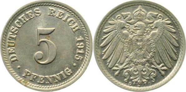 012n15D~1.5 5 Pfennig  1915D f.prfr J 012  