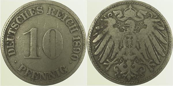 01390G~3.5 10 Pfennig  1890G s/ss J 013  