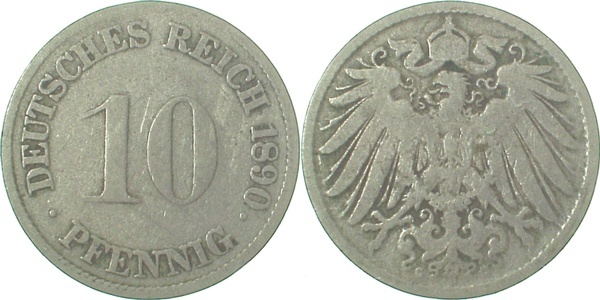 01390G~4.0 10 Pfennig  1890G s J 013  