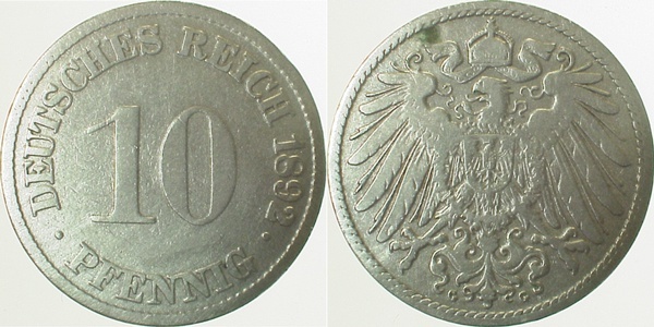 01392G~3.5 10 Pfennig  1892G s/ss J 013  