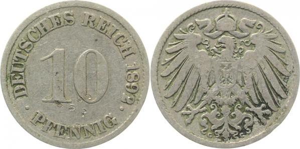 01392G~3.8 10 Pfennig  1892G s+ J 013  