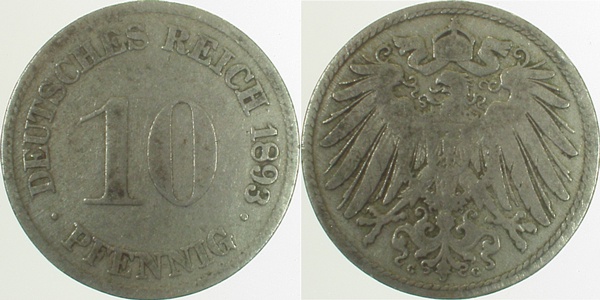 01393G~3.5 10 Pfennig  1893G s/ss J 013  