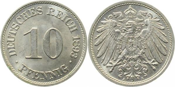 01393A~1.5b 10 Pfennig  1893A f.prfr. min. Fleckchen am Rand J 013  