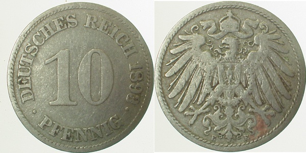 01393E~3.5 10 Pfennig  1893E s/ss J 013  