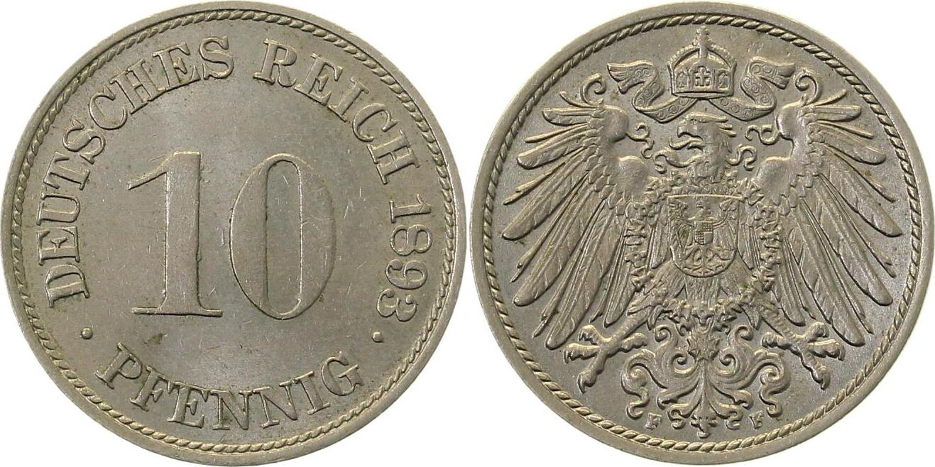 01393F~1.5-H 10 Pfennig  1893F vz/stgl!!!! J 013  