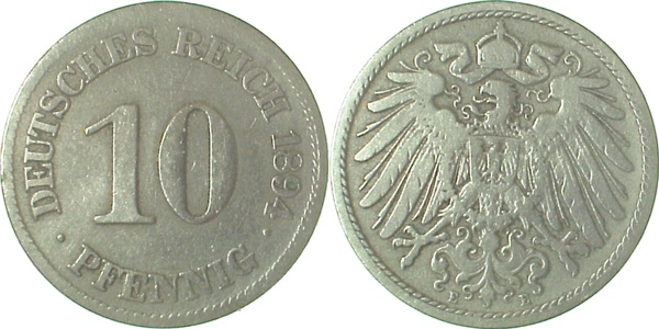 01394E~3.5 10 Pfennig  1894E s/ss J 013  