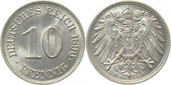 01396E~1.1 10 Pfennig  1896E prfr/stgl !! J 013  