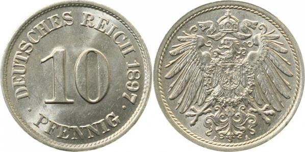 01397A~1.1 10 Pfennig  1897A prfr/stgl RRR !!! J 013  
