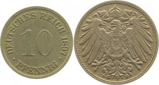 01397G~2.8v 10 Pfennig  1897G Mzz. 2x ss+ J 013  