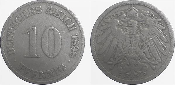 01398J~3.0 10 Pfennig  1898J ss J 013  