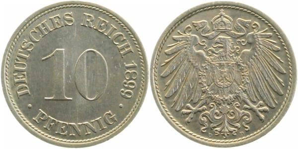 01399D~1.1 10 Pfennig  1899D prfr/stgl J 013  