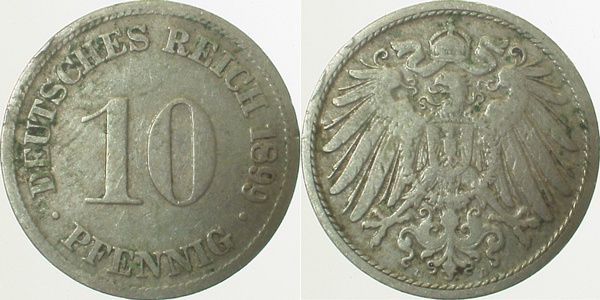 01399D~3.2 10 Pfennig  1899D ss- J 013  