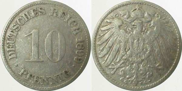 01399G~3.0 10 Pfennig  1899G ss J 013  