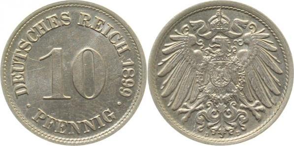 01399D~1.5 10 Pfennig  1899D f. prfr !!! J 013  