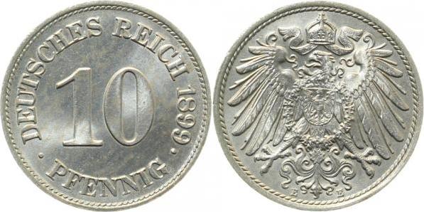01399E~1.1 10 Pfennig  1899E prfr/stgl leichte Patina J 013  