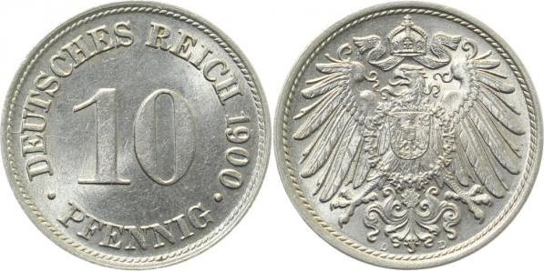 013n00D~1.1b 10 Pfennig  1900D prfr/stgl Licht.Prägung !! J 013  