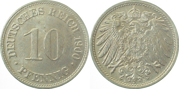 013n00D~1.3 10 Pfennig  1900D prfr/f.prfr !! J 013  