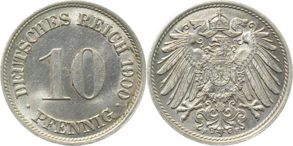 013n00F~1.1c 10 Pfennig  1900F prfr/stg leichte Stemp.drehung !! J 013  