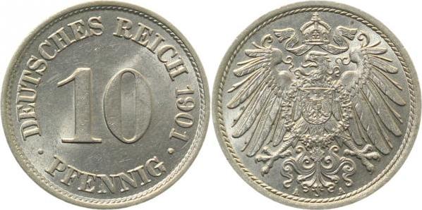 013n01A~1.0 10 Pfennig  1901A stgl !! J 013  