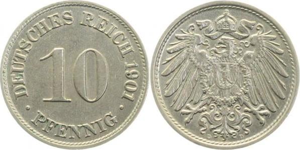 013n01D~1.5 10 Pfennig  1901D vz/stgl ! J 013  