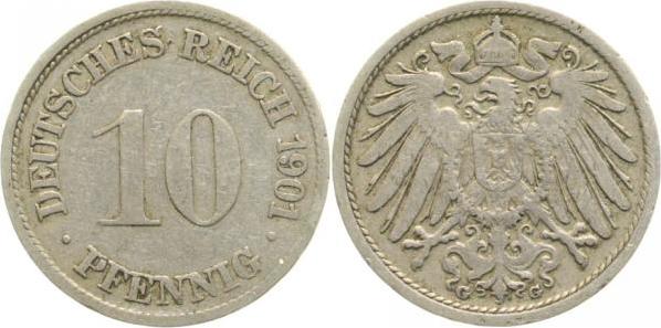 013n01G~3.0 10 Pfennig  1901G ss J 013  