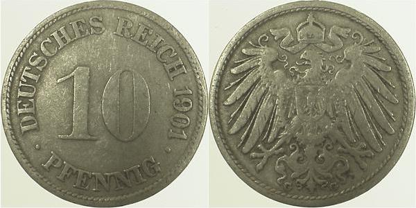 013n01G~3.5 10 Pfennig  1901G s/ss J 013  