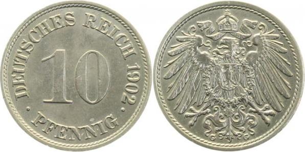 013n02G~1.3 10 Pfennig  1902G prfr/f.prfr J 013  