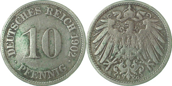 013n02G~3.0 10 Pfennig  1902G ss J 013  