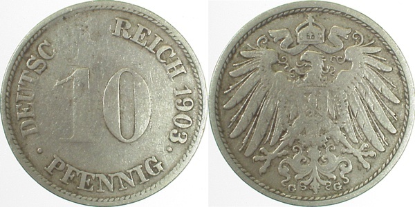 013n03G~3.0b 10 Pfennig  1903G Umschr.tw.unles. ss J 013  