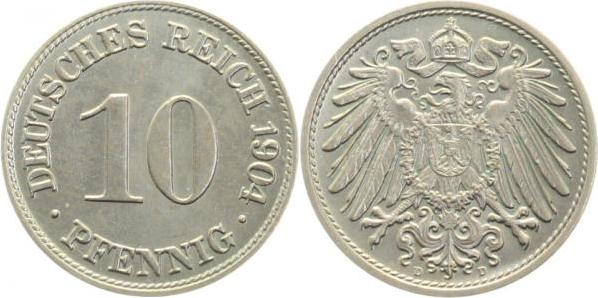 013n04D~1.1 10 Pfennig  1904D prfr/stgl J 013  