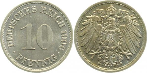 013n06F~1.3b 10 Pfennig  1906F f.prfr/stgl !! J 013  