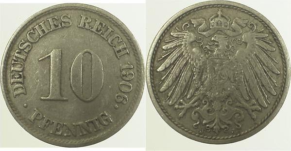 013n06J~2.5 10 Pfennig  1906J ss/vz J 013  