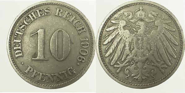 013n06J~3.0 10 Pfennig  1906J ss J 013  