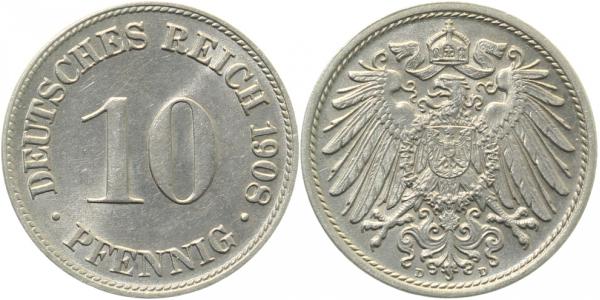 013n08D~1.2 10 Pfennig  1908D f.stgl. J 013  