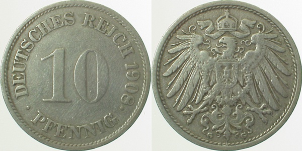 013n08G~3.0 10 Pfennig  1908G ss J 013  