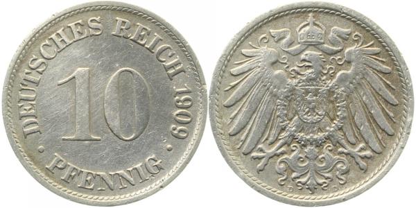 013n09D~3.0 10 Pfennig  1909D ss J 013  