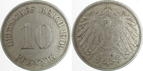 013n09J~2.5 10 Pfennig  1909J ss/vz J 013  