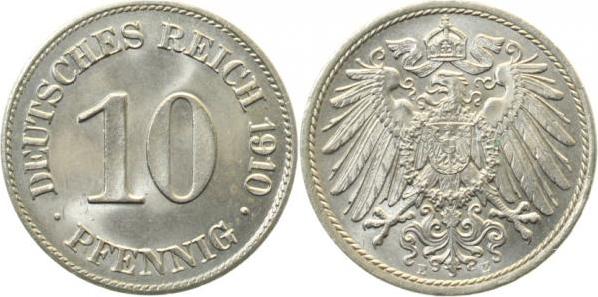 013n10E~1.1 10 Pfennig  1910E prfr/stgl !!! J 013  