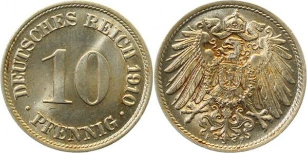 013n10F~1.1 10 Pfennig  1910F prfr/stgl.!! J 013  