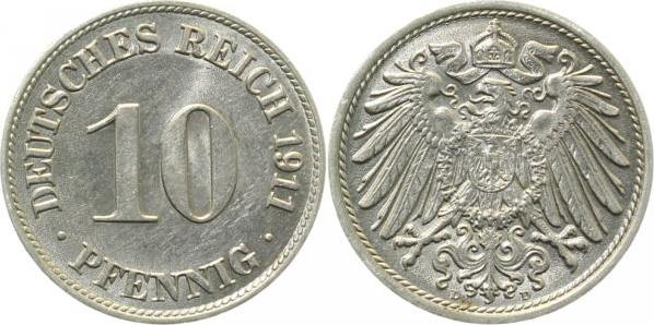 013n11D~1.2 10 Pfennig  1911D f.stgl !! J 013  