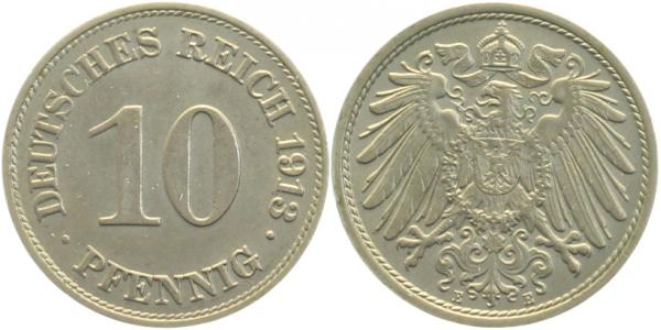 013n13E~1.1 10 Pfennig  1913E prfr/stgl!! J 013  