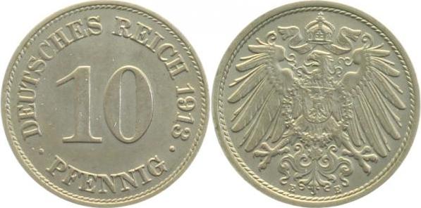 013n13E~1.1 10 Pfennig  1913E prfr/stgl!! J 013  
