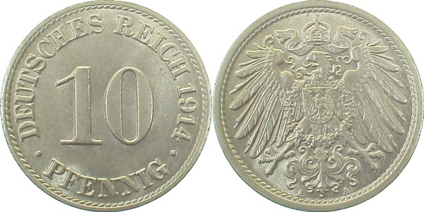 013n14A~1.2 10 Pfennig  1914A prfr. J 013  